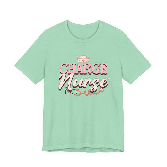 Charge Nurse T-Shirt – Cute Pink Nurse Hat Graphic Tee for Nurses