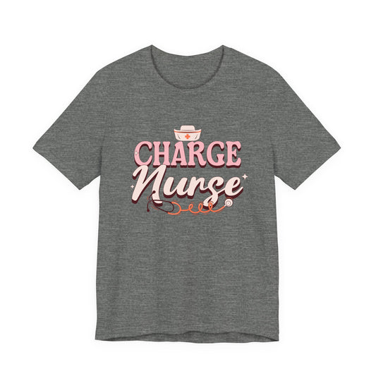 Charge Nurse T-Shirt – Cute Pink Nurse Hat Graphic Tee for Nurses